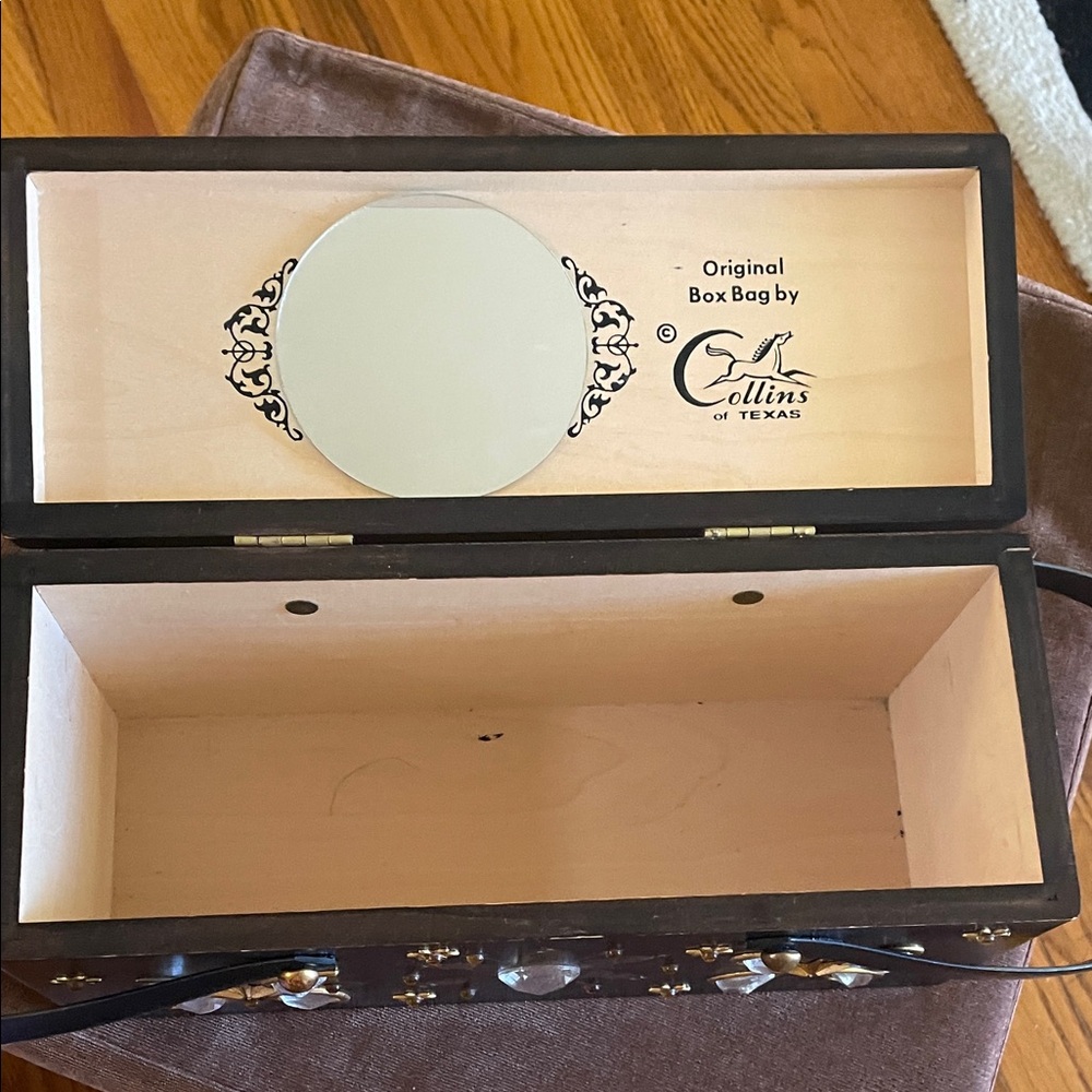 RARE Collins of Texas Wood Black Handheld Snowflake Embell Bag with Original Box - Picture 12 of 16